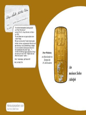 cover image of Peter Wekbeker--An meinen Sohn Adolph